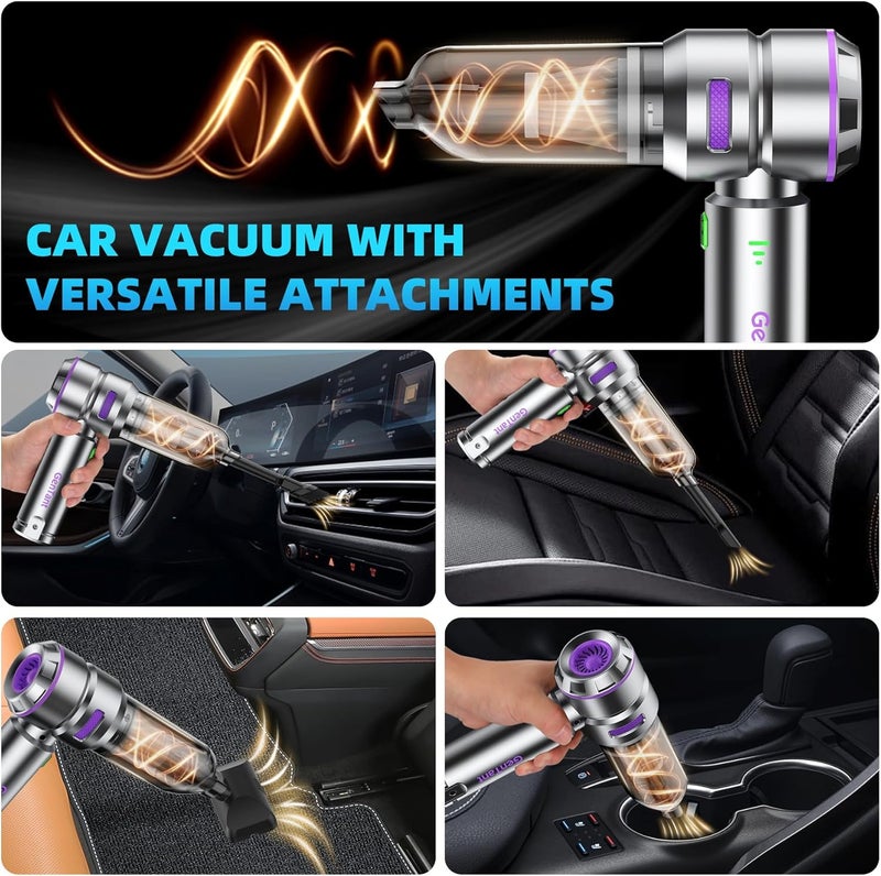 GenTant Car Vacuum Portable Cordless, 18000PA Portable Vacuum Cordless, High Power Air Duster with Brushless Motor, Type-C Charge, 3 in 1 Small Vacuum Cleaner for Car, Home, Office, Pet Hair - Image 3